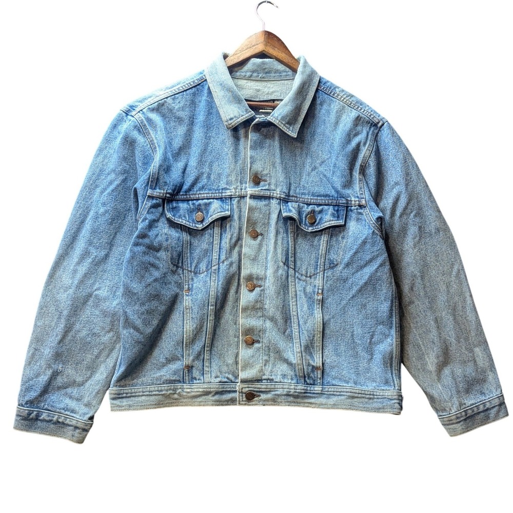 Generation One Mens Light Wash Denim Trucker Jacket Size XL Faded Y2K Grunge 90s